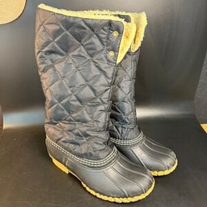 LL Bean Bean Boots Quilted Tall Winter Snow Duck Boots Womens Size 6 M